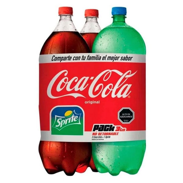 Pack 3 unidades Bebidas Coca Cola + Sprite 3L-min